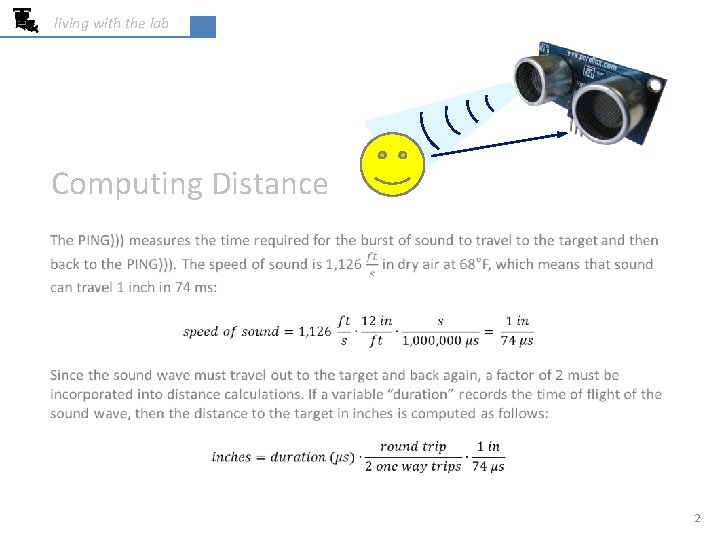 living with the lab Computing Distance 2 living with the lab Computing Distance 2