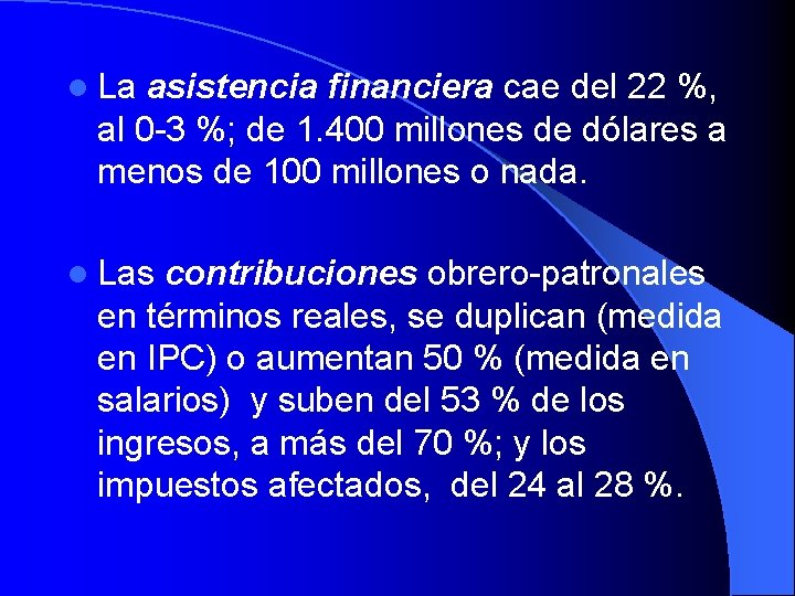 l La asistencia financiera cae del 22 %, al 0 -3 %; de 1.