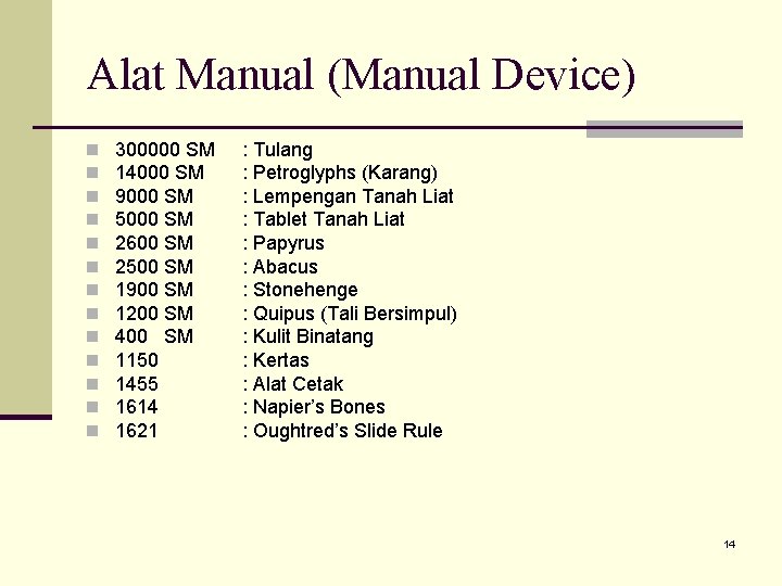 Alat Manual (Manual Device) n n n n 300000 SM 14000 SM 9000 SM