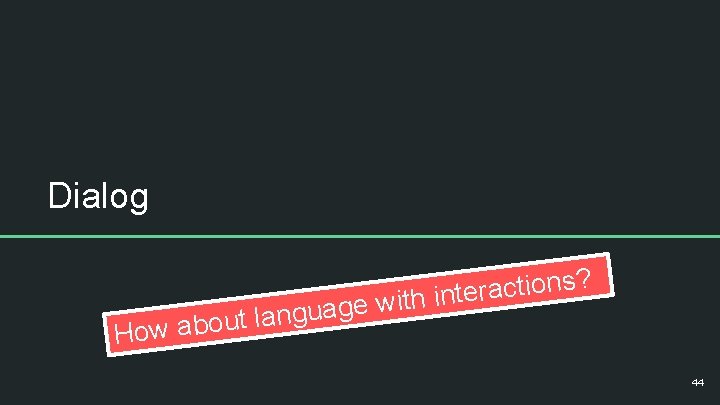 Dialog ? a u g n a l t u How abo s n