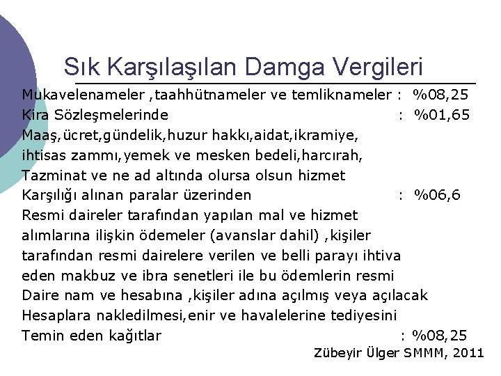 Sık Karşılan Damga Vergileri Mukavelenameler , taahhütnameler ve temliknameler : %08, 25 Kira Sözleşmelerinde