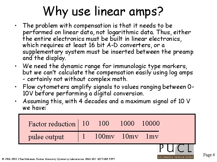 Why use linear amps? • The problem with compensation is that it needs to