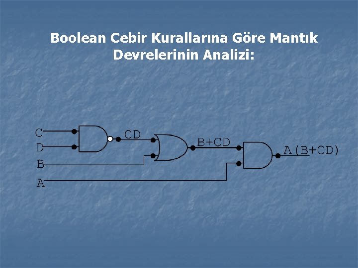Boolean Cebir Kurallarına Göre Mantık Devrelerinin Analizi: Boolean Cebir Kurallarına Göre Mantık Devrelerinin Analizi: