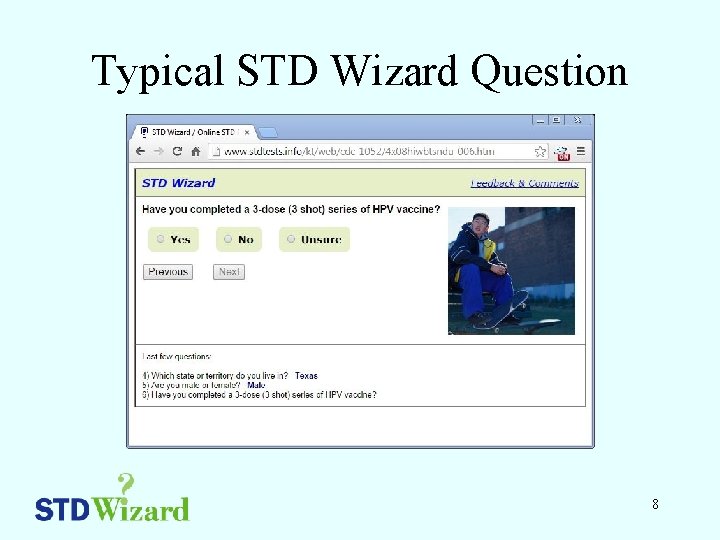 Typical STD Wizard Question 8 