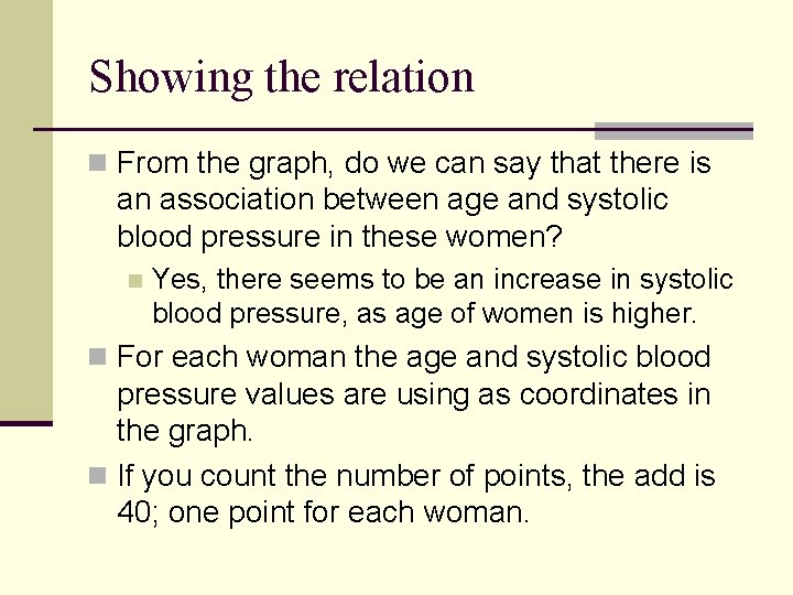 Showing the relation n From the graph, do we can say that there is