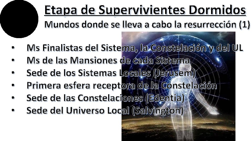 Etapa de Supervivientes Dormidos Mundos donde se lleva a cabo la resurrección (1) •