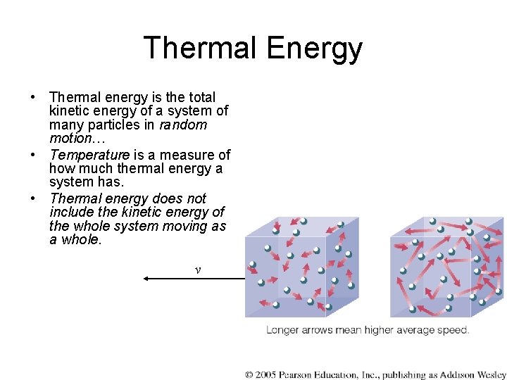 Thermal Energy • Thermal energy is the total kinetic energy of a system of