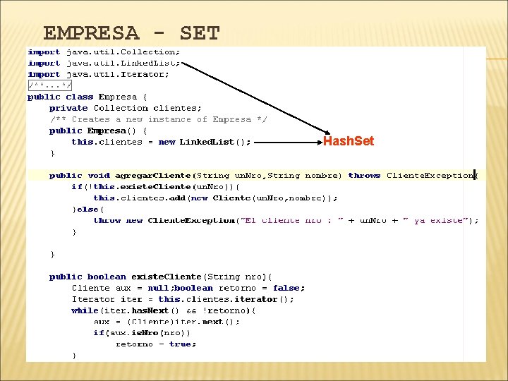 EMPRESA - SET Hash. Set 