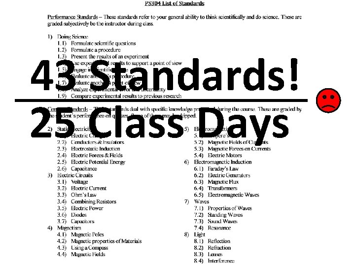 43 Standards! 25 Class Days 