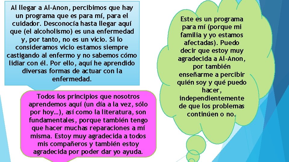 Al llegar a Al-Anon, percibimos que hay un programa que es para mí, para