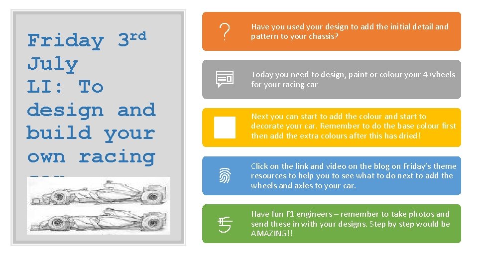 Friday 3 rd July LI: To design and build your own racing car Have