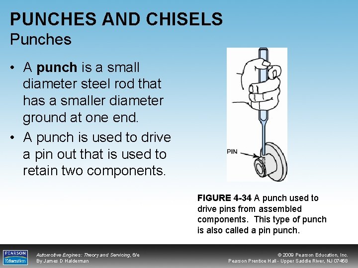 PUNCHES AND CHISELS Punches • A punch is a small diameter steel rod that