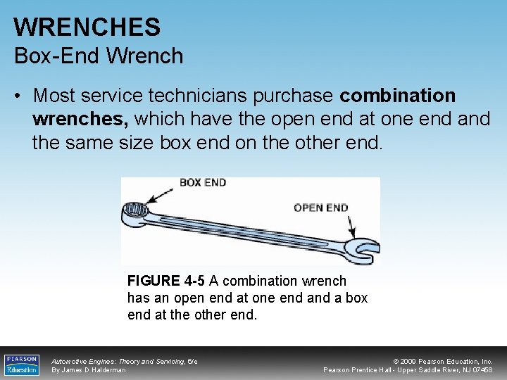WRENCHES Box-End Wrench • Most service technicians purchase combination wrenches, which have the open