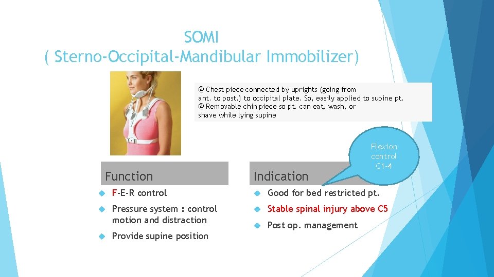 SOMI ( Sterno-Occipital-Mandibular Immobilizer) @ Chest piece connected by uprights (going from ant. to