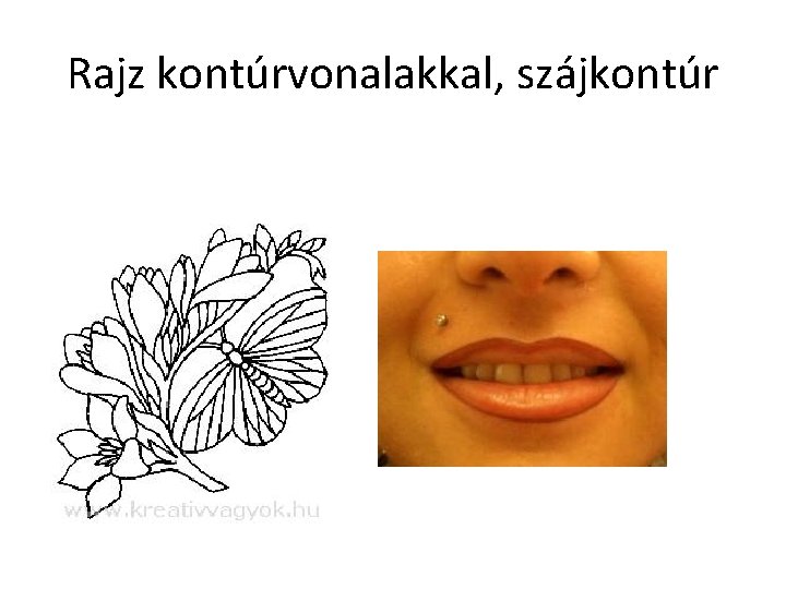 Rajz kontúrvonalakkal, szájkontúr 