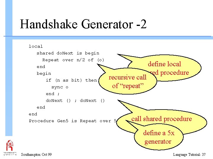 Handshake Generator -2 local shared do. Next is begin Repeat over n/2 of (o)