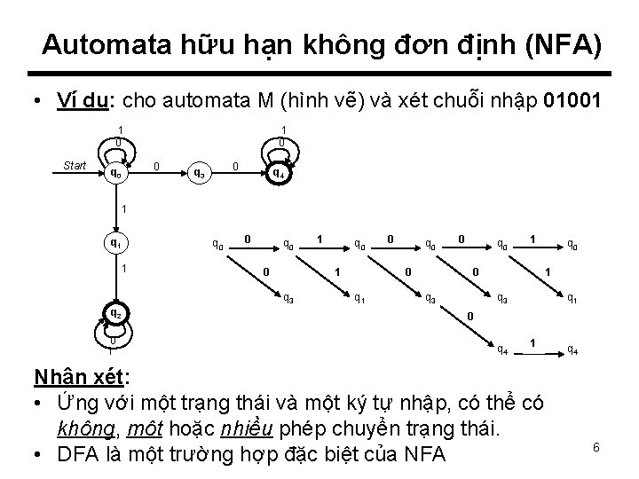 Automata hữu hạn không đơn định (NFA) • Ví dụ: cho automata M (hình