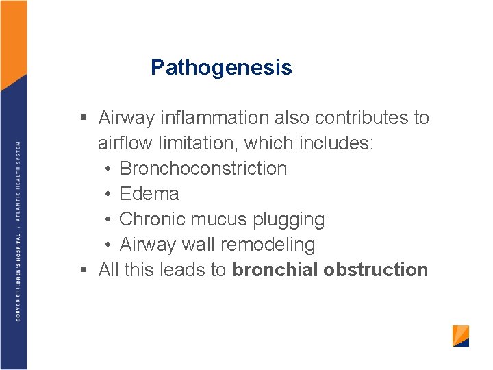 Pathogenesis § Airway inflammation also contributes to airflow limitation, which includes: • Bronchoconstriction •