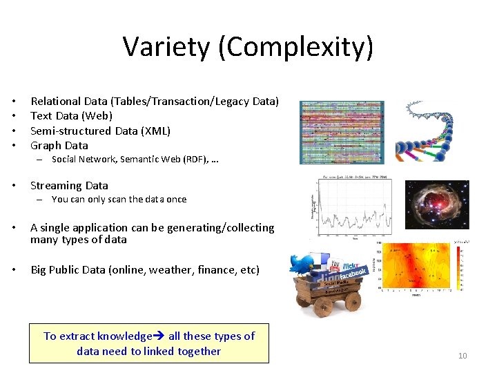 Variety (Complexity) • • Relational Data (Tables/Transaction/Legacy Data) Text Data (Web) Semi-structured Data (XML)