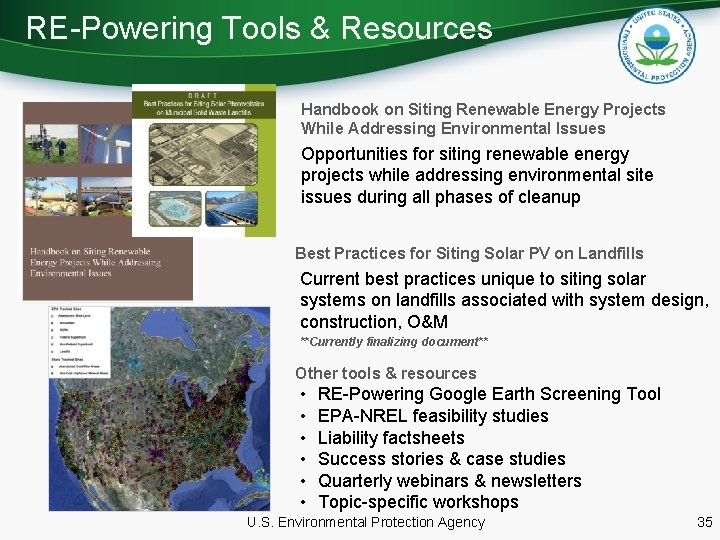 RE-Powering Tools & Resources Handbook on Siting Renewable Energy Projects While Addressing Environmental Issues