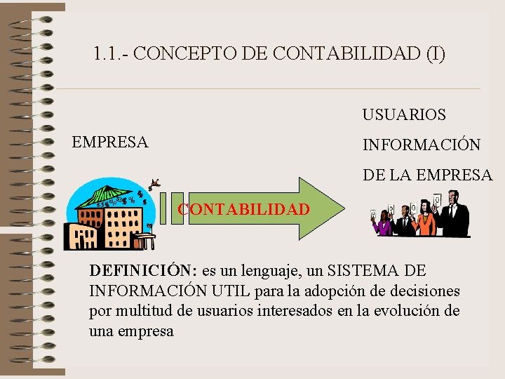 1. 1. - CONCEPTO DE CONTABILIDAD (I) USUARIOS EMPRESA INFORMACIÓN DE LA EMPRESA CONTABILIDAD