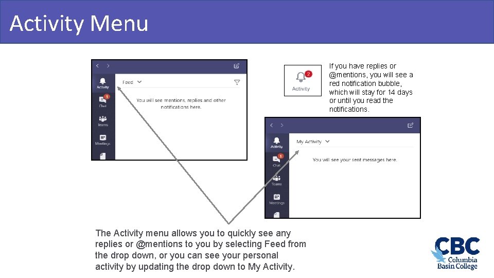 Activity Menu Teamwork & Learning Hub If you have replies or @mentions, you will