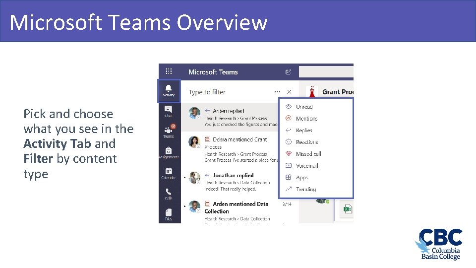 Microsoft Teams Overview Teamwork & Learning Hub Pick and choose what you see in