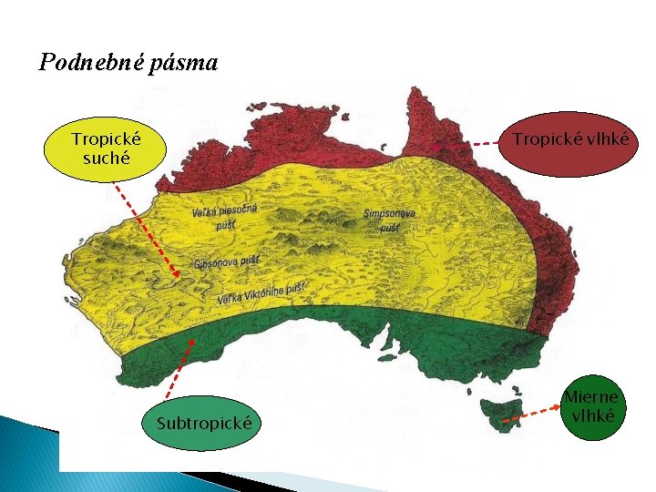 Podnebné pásma Tropické suché Tropické vlhké Subtropické Mierne vlhké 