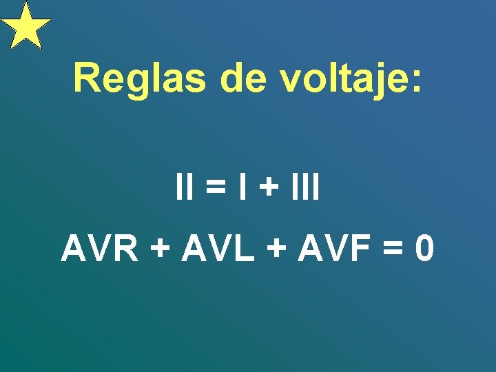 Reglas de voltaje: II = I + III AVR + AVL + AVF =