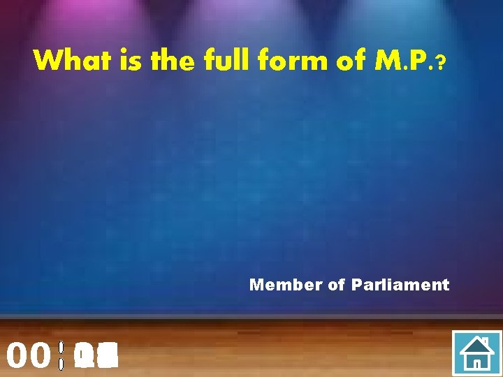What is the full form of M. P. ? Member of Parliament 00 20