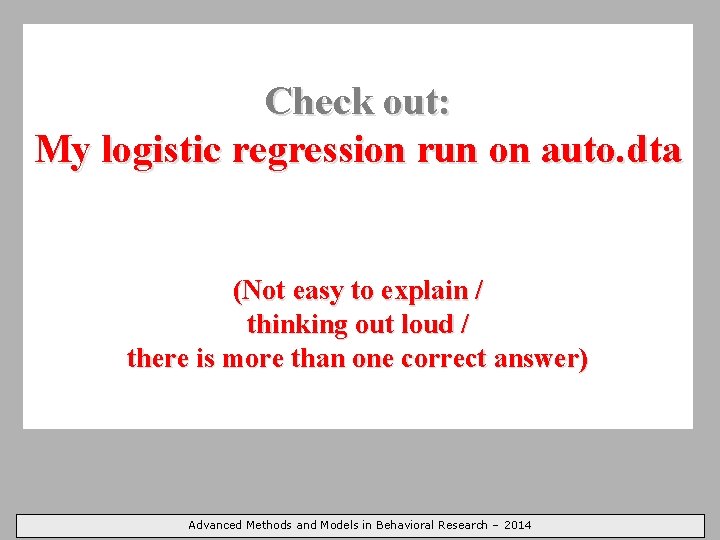 Check out: My logistic regression run on auto. dta (Not easy to explain /