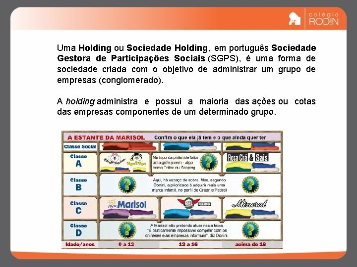 Uma Holding ou Sociedade Holding, em português Sociedade Gestora de Participações Sociais (SGPS), é