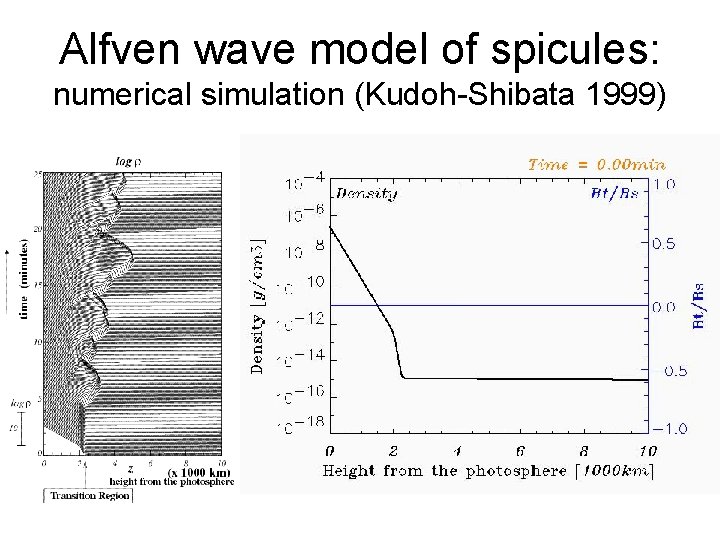 Alfven wave model of spicules: numerical simulation (Kudoh-Shibata 1999) 