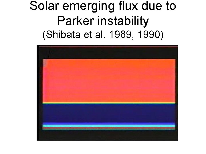 Solar emerging flux due to Parker instability (Shibata et al. 1989, 1990) 