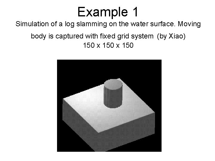 Example 1 Simulation of a log slamming on the water surface. Moving body is