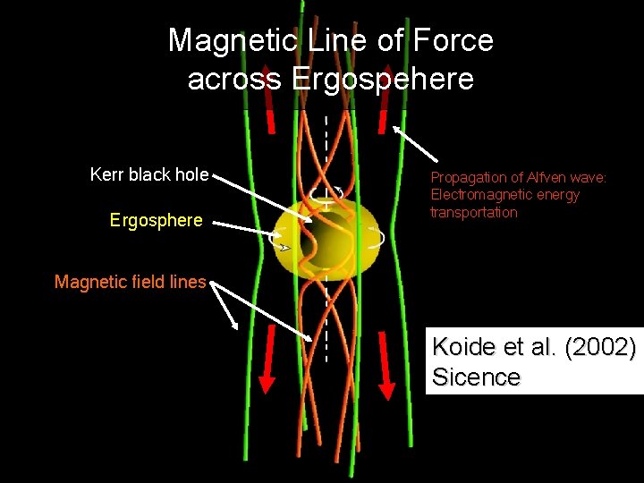 Magnetic Line of Force across Ergospehere Kerr black hole Ergosphere t = 7 t.