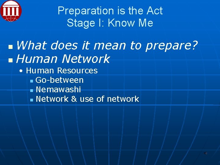 Preparation is the Act Stage I: Know Me What does it mean to prepare?