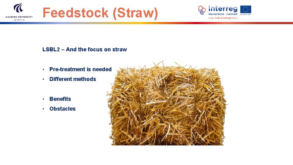 Feedstock (Straw) LSBL 2 – And the focus on straw • Pre-treatment is needed