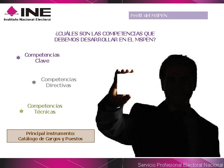Perfil del MSPEN ¿CUÁLES SON LAS COMPETENCIAS QUE DEBEMOS DESARROLLAR EN EL MSPEN? Competencias