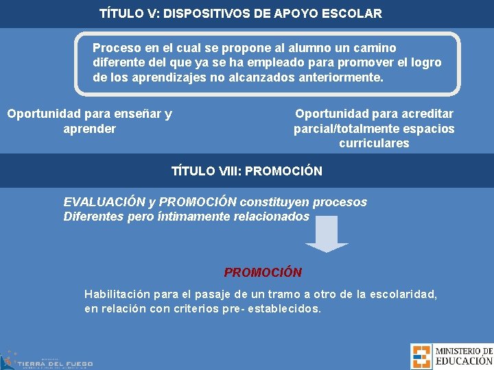 TÍTULO V: DISPOSITIVOS DE APOYO ESCOLAR Proceso en el cual se propone al alumno