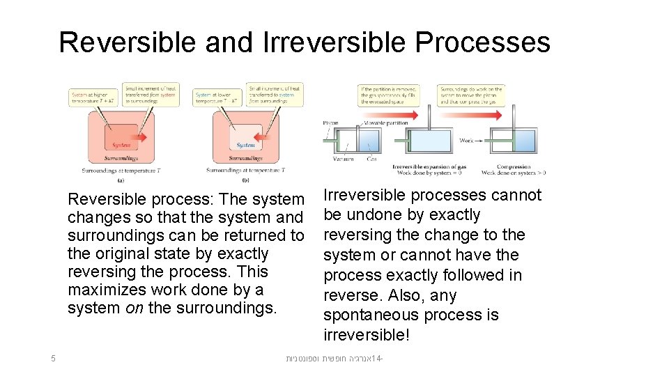 Reversible and Irreversible Processes Reversible process: The system changes so that the system and