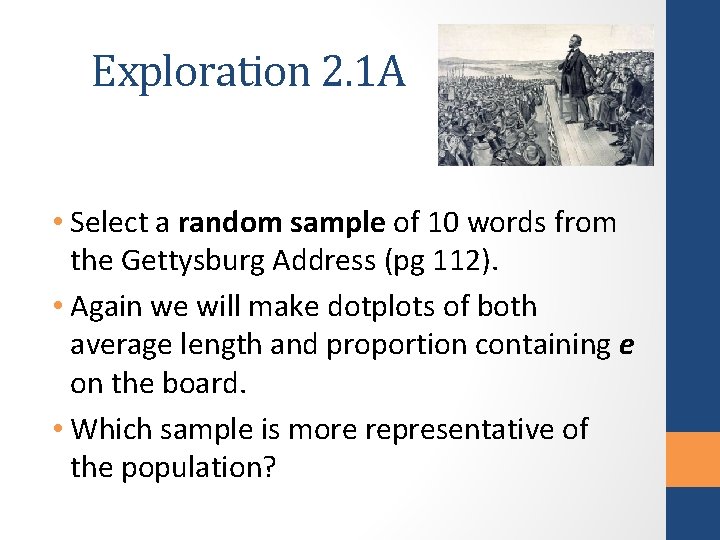 Exploration 2. 1 A • Select a random sample of 10 words from the