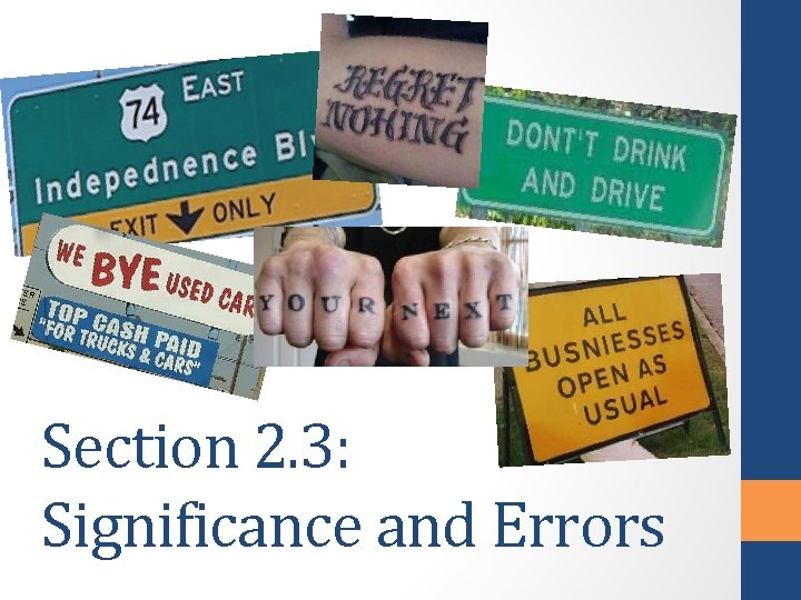 Section 2. 3: Significance and Errors 