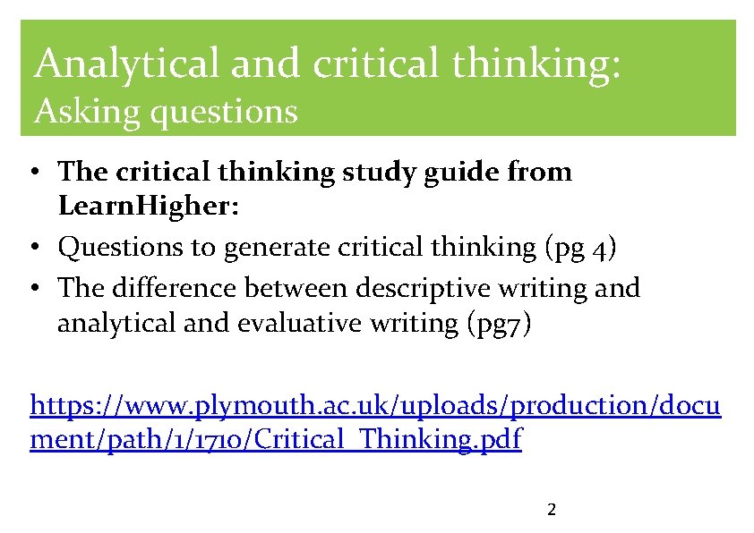 Analytical and critical thinking: Asking questions • The critical thinking study guide from Learn.