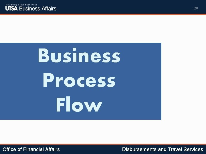 28 Business Process Flow Office of Financial Affairs Disbursements and Travel Services 