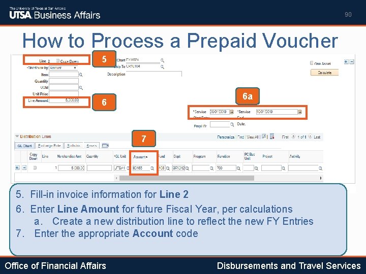 90 How to Process a Prepaid Voucher 5 6 a 6 7 5. Fill-in