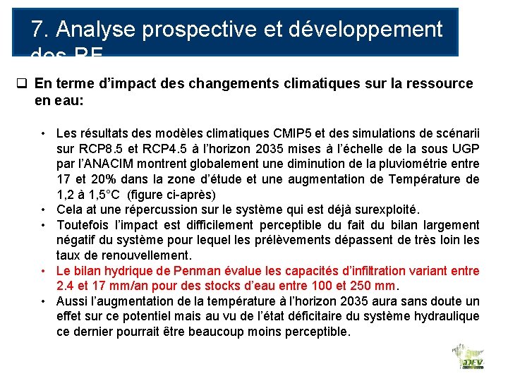 7. Analyse prospective et développement des RE q En terme d’impact des changements climatiques