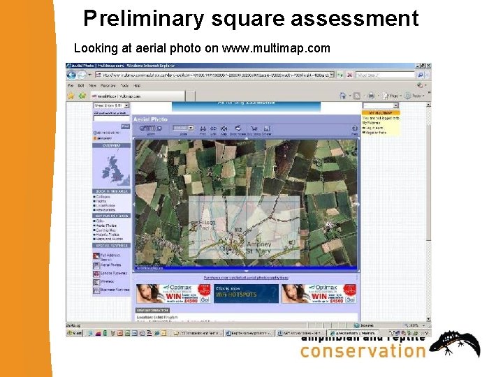Preliminary square assessment Looking at aerial photo on www. multimap. com 