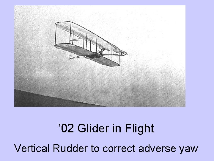 ’ 02 Glider in Flight Vertical Rudder to correct adverse yaw 