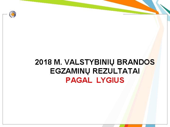 2018 M. VALSTYBINIŲ BRANDOS EGZAMINŲ REZULTATAI PAGAL LYGIUS 